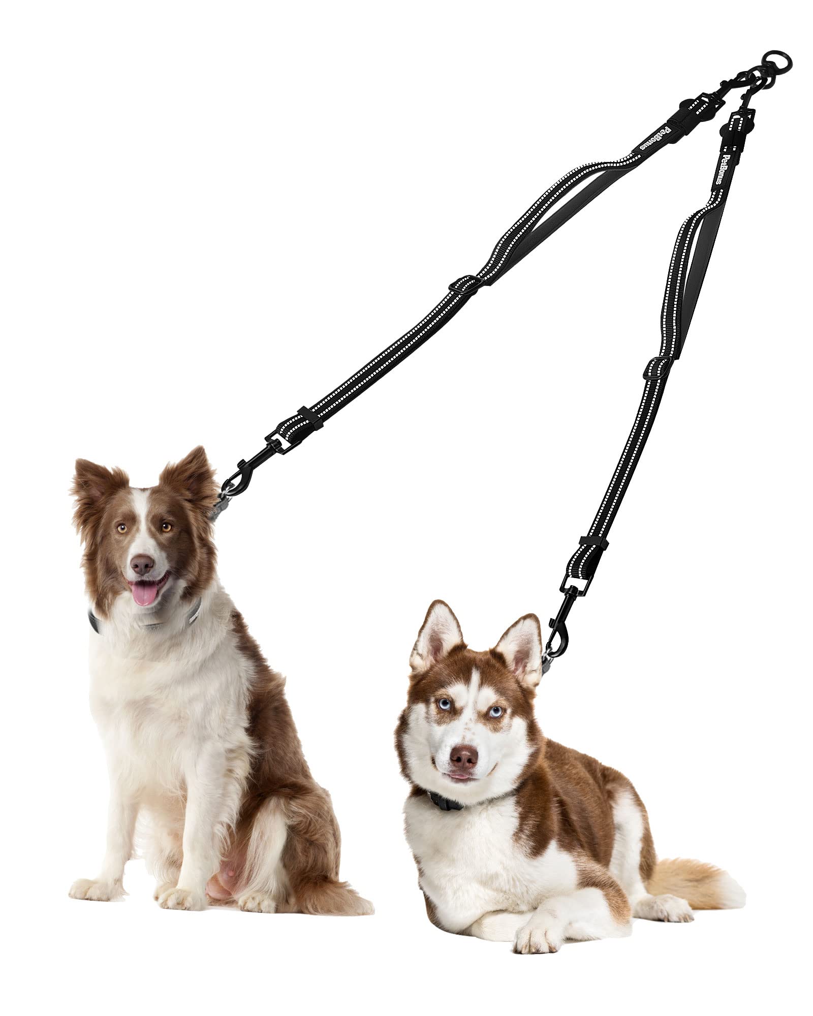 Double Dog Leash Coupler No Tangle Reflective Detachable Leash Splitt PetBonus