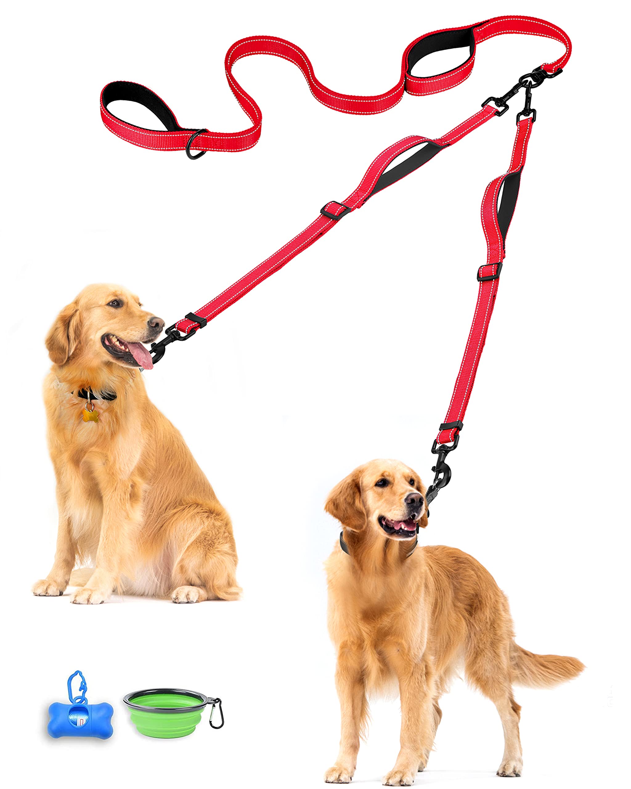 PetBonus Double Dog Leash No Tangle Dual Dog Leash Reflective Walkin