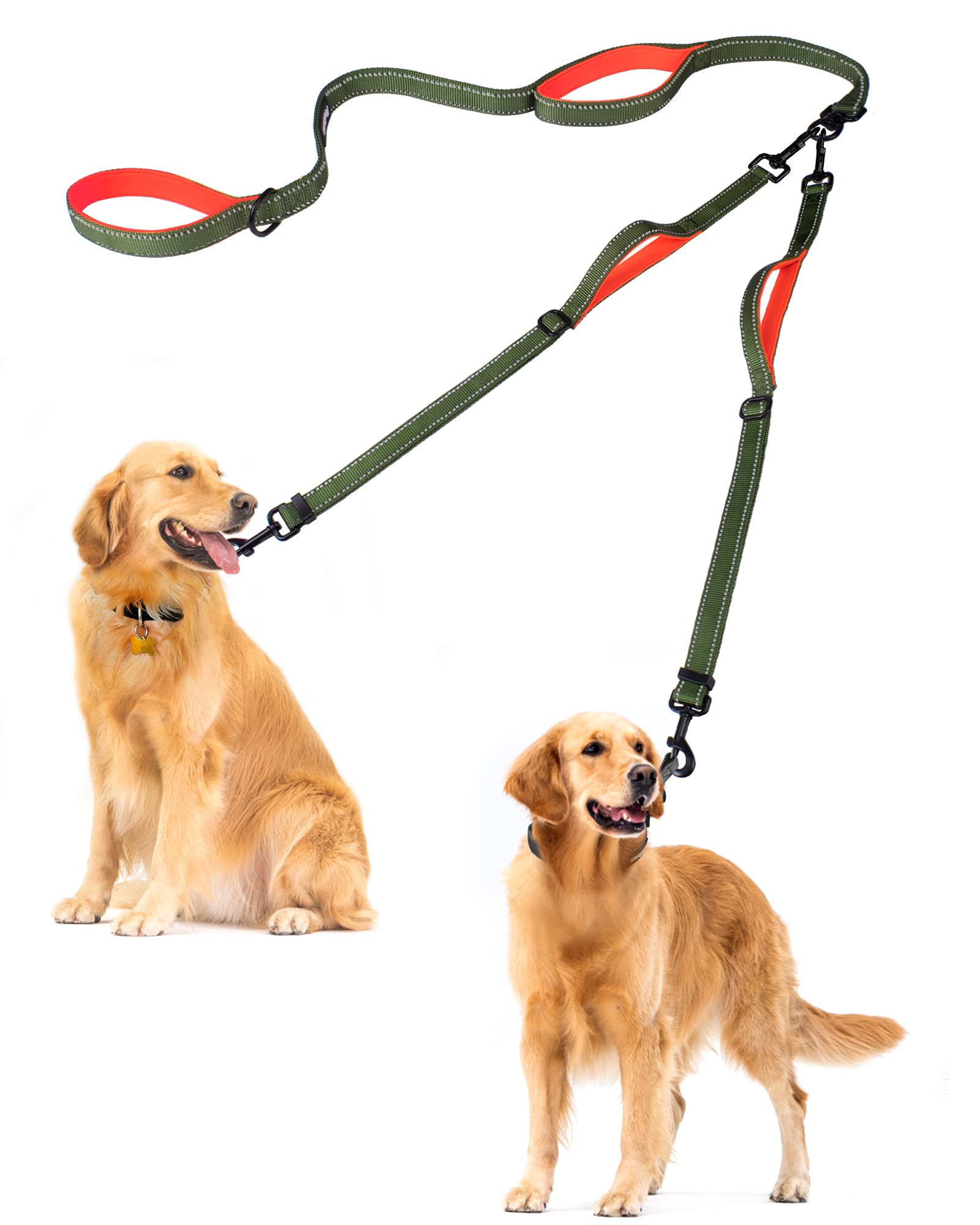 PetBonus Double Dog Leash No Tangle Dual Dog Leash Reflective Walkin