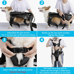 Patented Pet Front Carrier Backpacks, Adjustable & Breathable, Legs Out Easy-fit Dog Chest Carrier for Medium Small Dogs