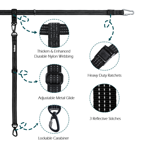 PetBonus Truck Bed Dog Leash, Dog Truck Tether Tie Down, Adjustable Sa